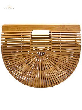 Handmade Bamboo Straw Tote Bag Large Beach Satchel Handbag